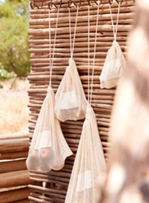 Bolsas de malla con cordón  W155. 4 tallas. Algodón orgánico.